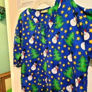 Scrub Christmas top plus size